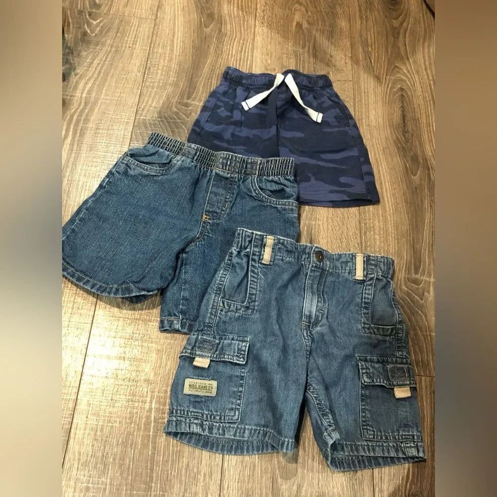 Kids Shorts Set Size 2-3T Denim Jean and Camo Shorts Set 3 pcs
